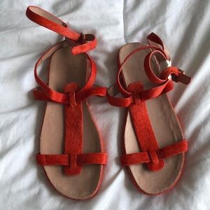 NWOT Joie Calf Hair Red Sandals